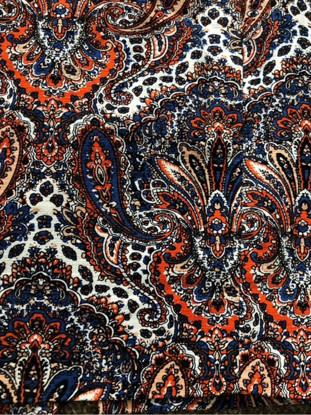 J. Crew Cotton Weave Paisley Pencil Skirt in Cobalt Blue, Orange & Cream 6 - Picture 3 of 3